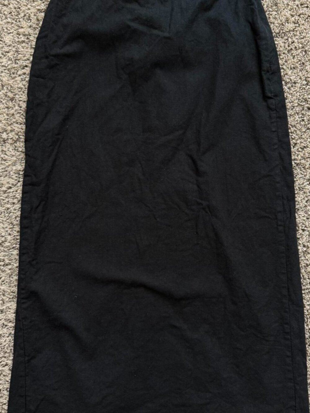 Abercrombie black midi linen blend column skirt with back slit